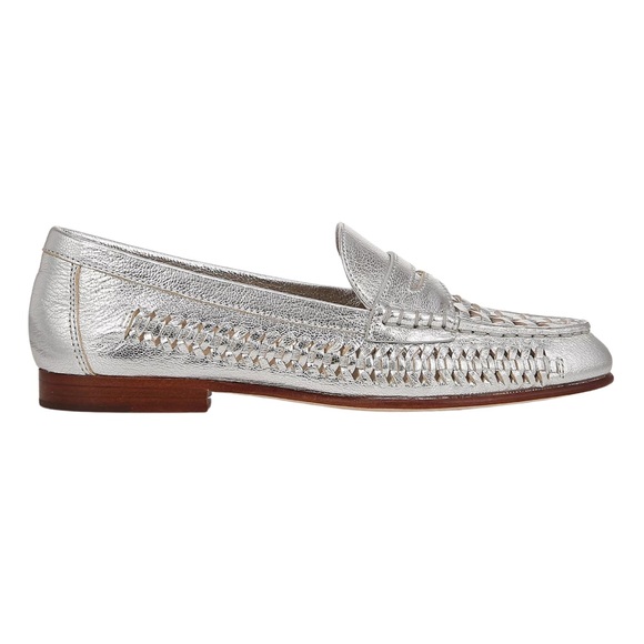 Veronica Beard Shoes - Veronica Beard Silver Penny Woven Loafer | Size 9